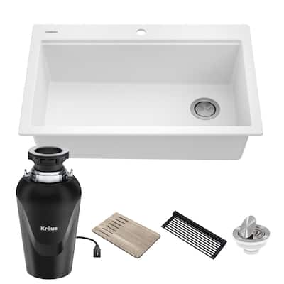 Kraus KGTW1-33-100-75MB Bellucci 33" Drop In Single Basin Granite