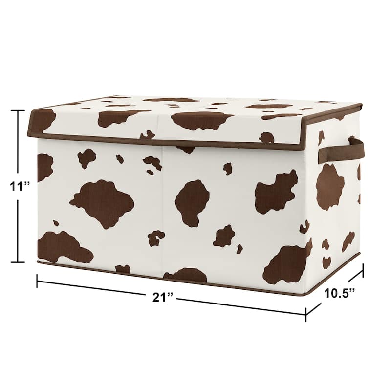 Wild West Cow Print Collection Boy Kids Fabric Toy Bin Storage - Brown and Cream Western Southern Country Animal