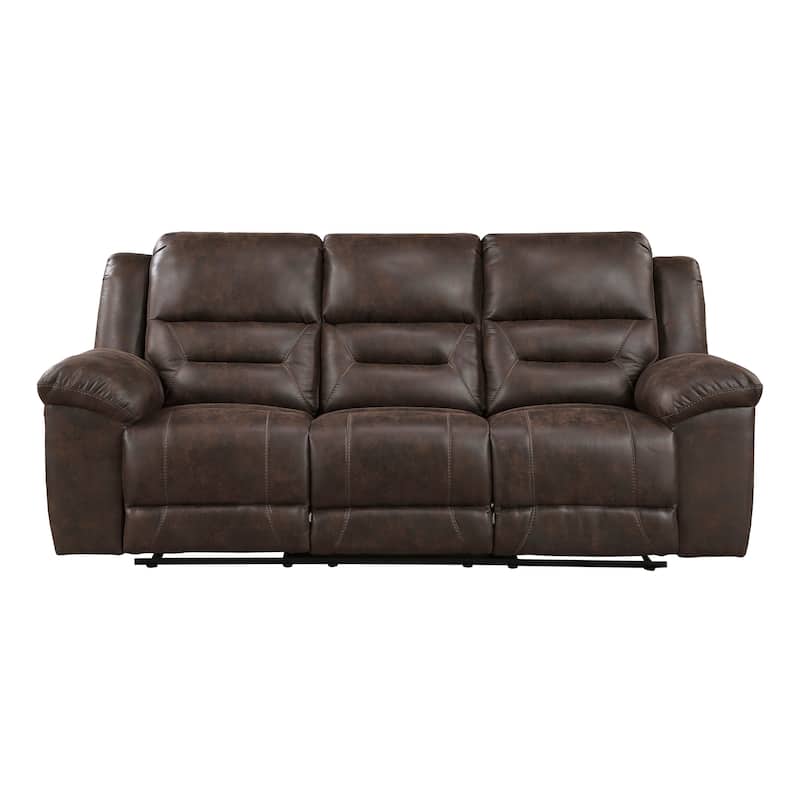 Alonzo 91.5" Polished Microfiber Manual Double Reclining Sofa