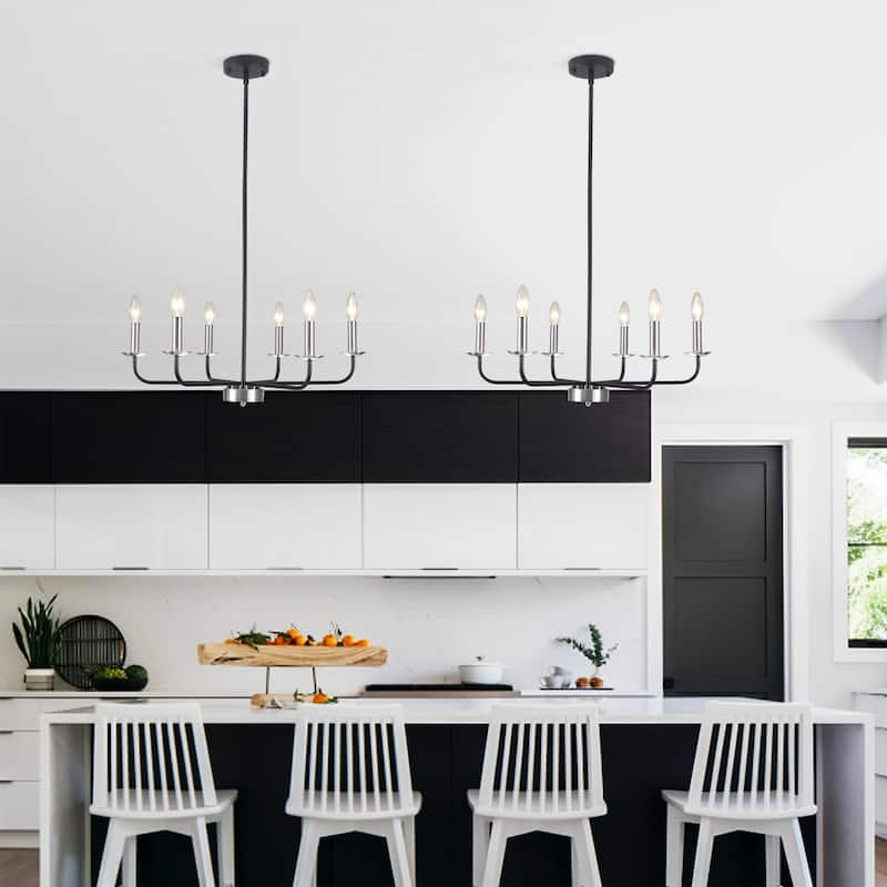 24.01 in. Modern Farmhouse Chandelier , 6-Light French Country Chandelier for Dining Room Living Room Bedroom Kitchen