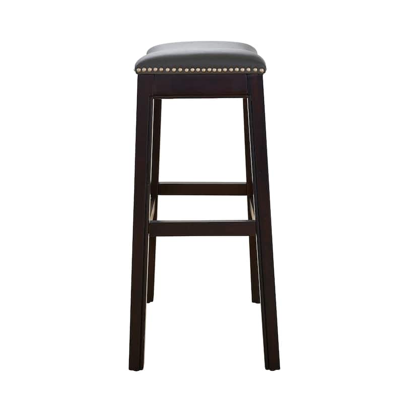 Julian 31" Espresso Bar Stool with Gray Faux Leather Seat