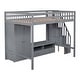 preview thumbnail 25 of 26, Full Size Loft Bed with Bulit-in Wardrobe and Low Storage Table, Solid Wood Loft Bedframe with Storage Staircase and Drawers