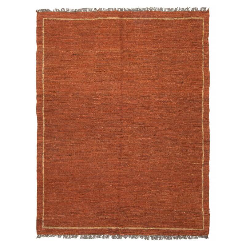 ECARPETGALLERY Flat-Weave Natural Copper Wool Tapestry Kilim - 4'11 x 6'3 - Dark Copper - 4'11 x 6'3