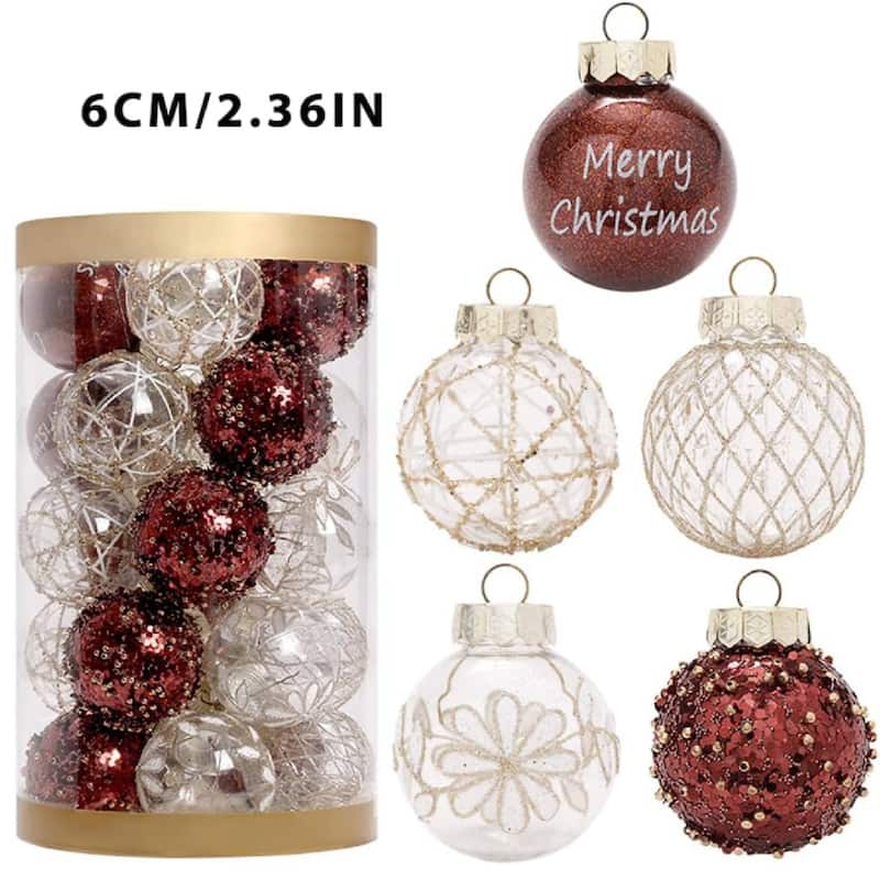 25 Pcs Christmas Decoration Ball Ornaments Set for Holiday Party Wedding - N/A
