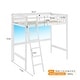 preview thumbnail 12 of 14, Solid Wood Loft Bed with USB Charging Station/LED with Flat Rungs,No Box Spring Needed