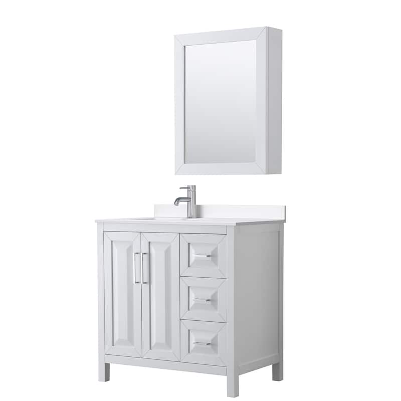 Daria 36-inch Single Vanity, Single Hole Quartz Top, Med Cabinet