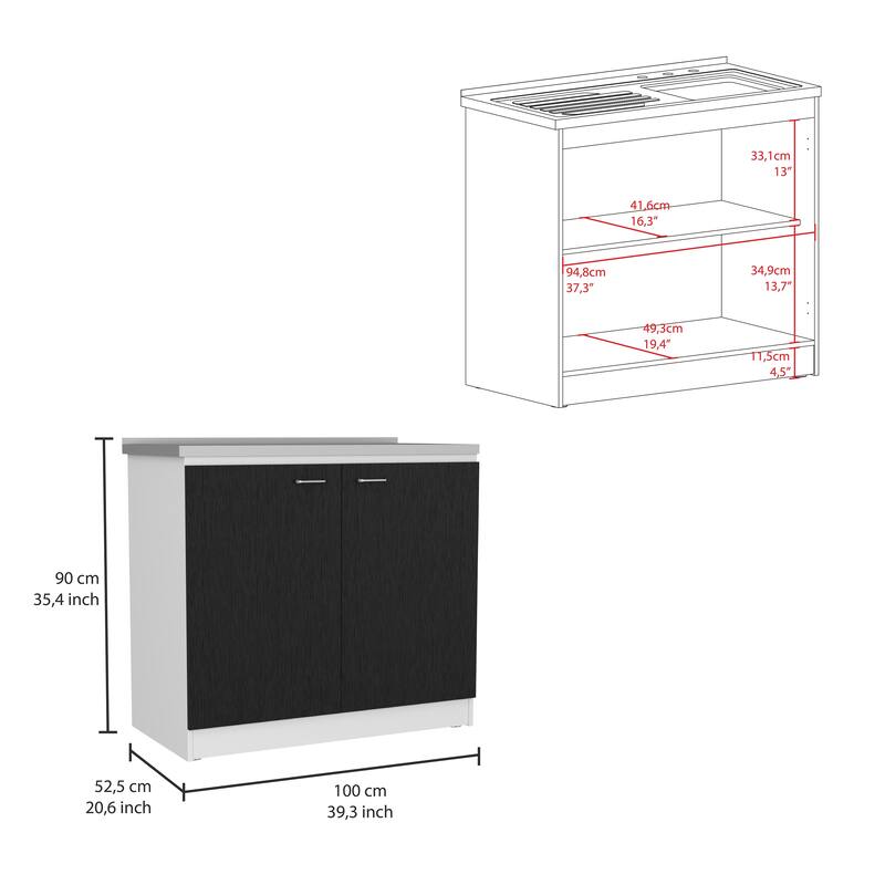 TUHOME Napoles Utility Sink Cabinet with Integrated Steel Sink - N/A