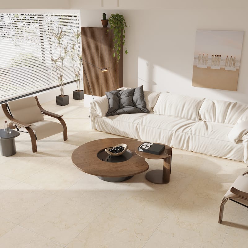 Regalia 24x24 in. Matte Color Body Porcelain Marble-look Vein Large Wall and Floor Tile (15.5 sq ft/case, 4-Pack) - Crema Beige