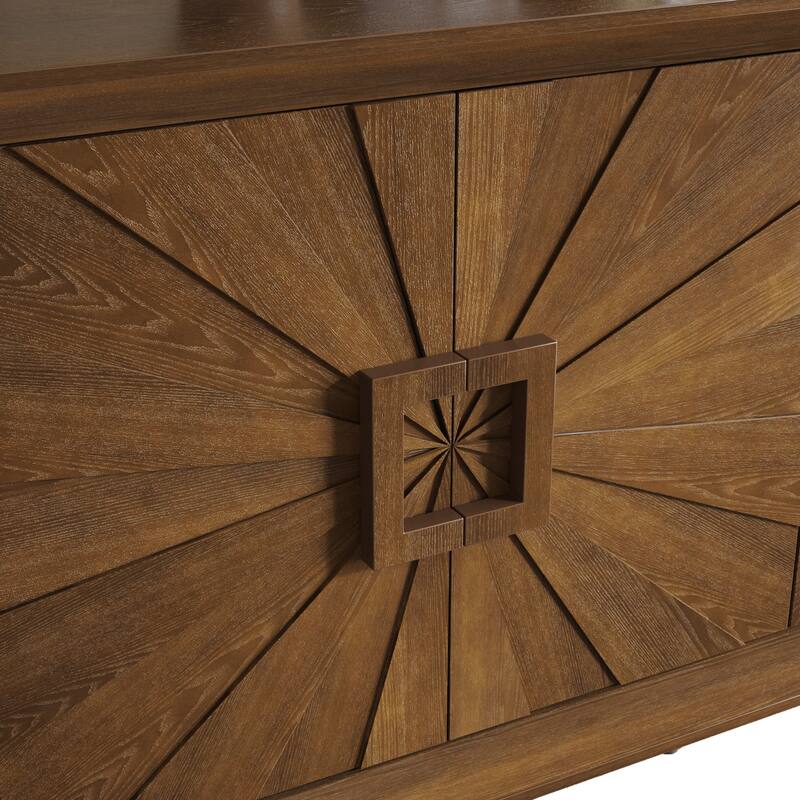 Wood TV Stand with Adjustable Shelves, Storage Cabinet for Living Room/Kitchen