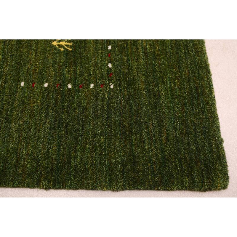 ECARPETGALLERY Hand Loomed Kashkuli Gabbeh Green Wool Rug - 5'0 x 7'10