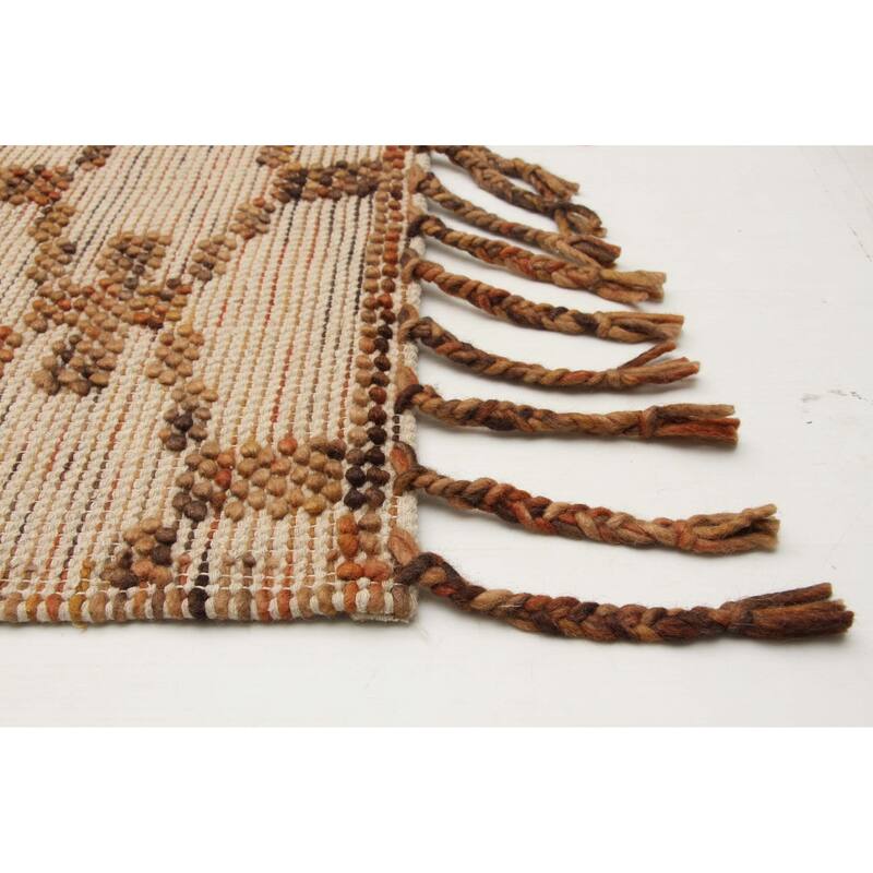 ECARPETGALLERY Braid weave Sienna Tan Wool Rug - 5'0 x 8'2