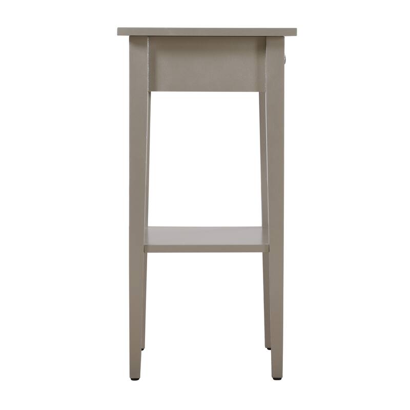 1-Drawer Silver Champagne Nightstand with Open Shelf, 28 Inch Easy Assembly Wood Bedside Storage Table