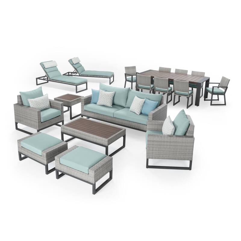 Milo Grey 18 Piece Sunbrella Outdoor Patio Estate Set