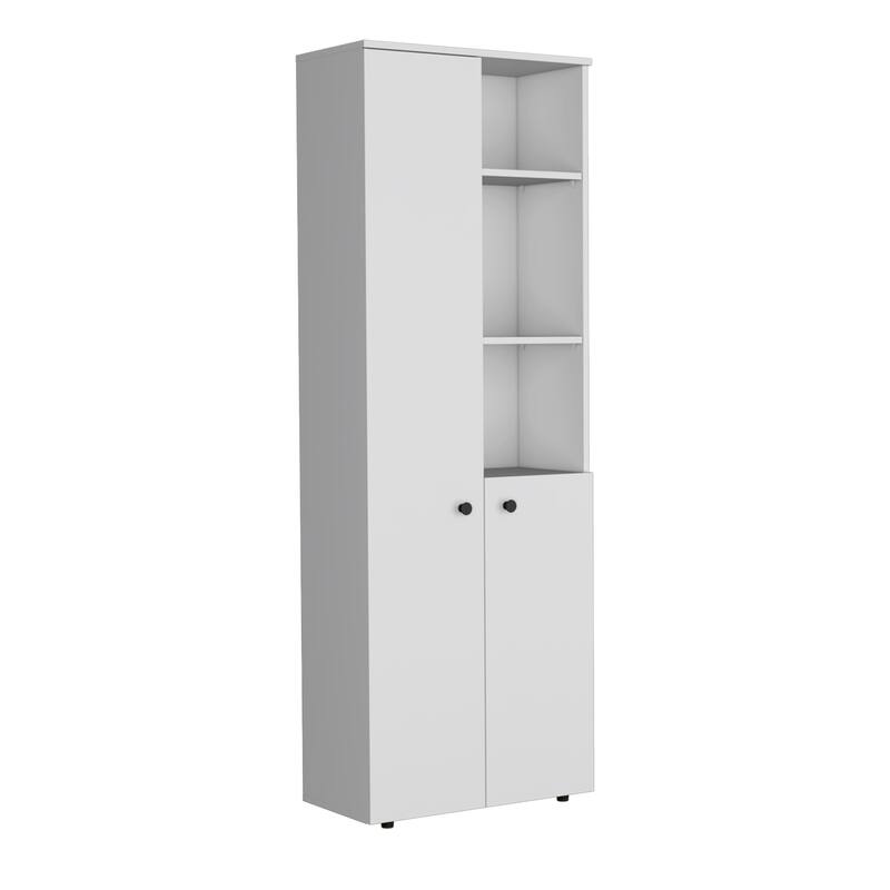 HomeRoots 67" White Wood Two Door Pantry Or Storage Closet - 23.62 in. x 66.93 in. x 11.81 in.