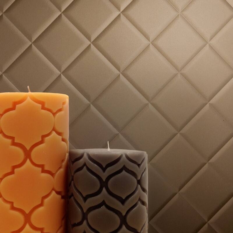 Fasade Quilted Decorative Vinyl 18in x 24in Backsplash Panel in Argent Bronze