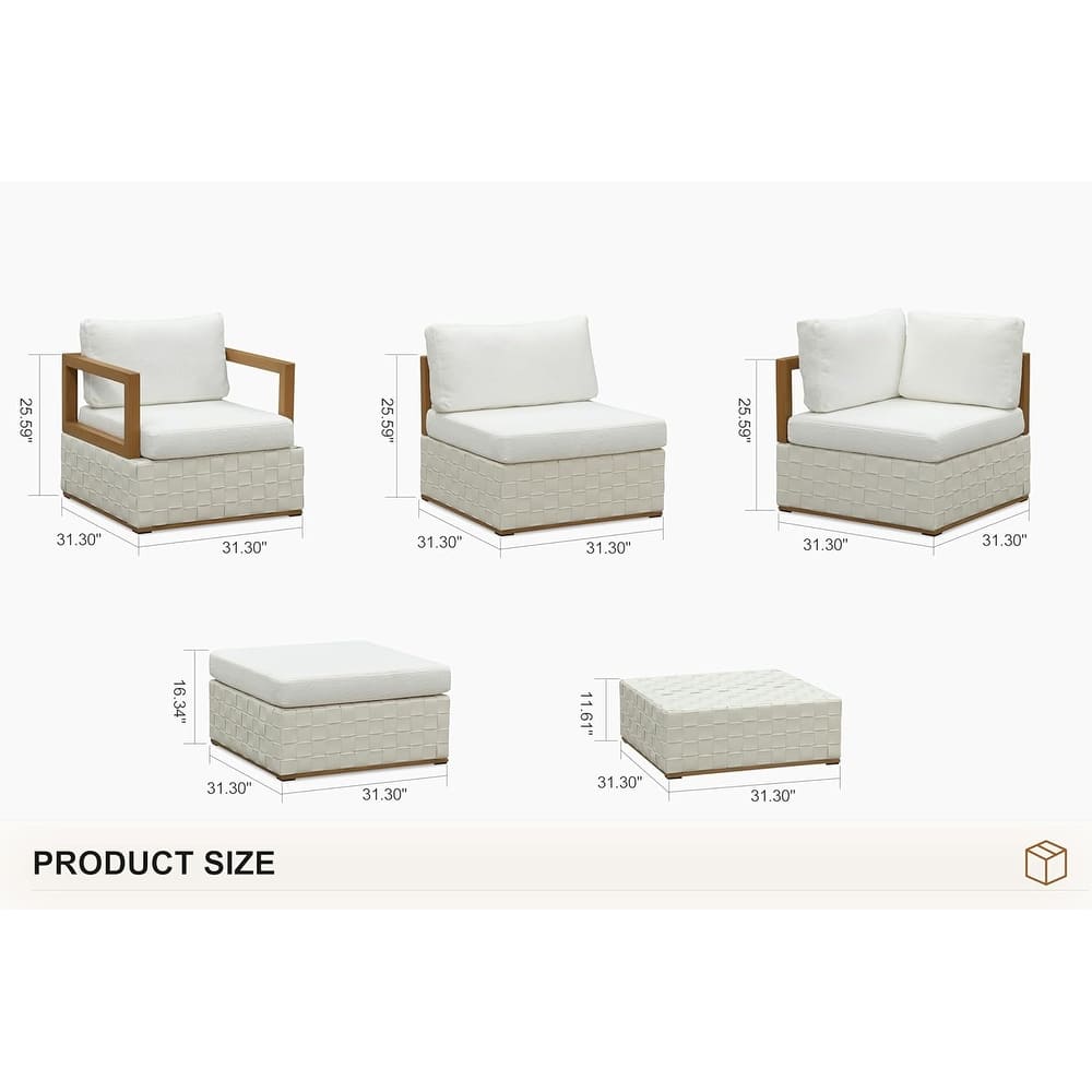 PURPLE LEAF GLFSF L-Shaped White sofa Outdoor Couch for Yard Porch Deck Patio Conversation Sets