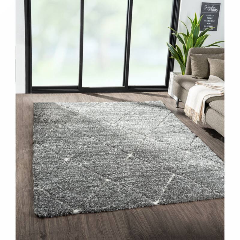 Trellis Area Rug in Grey and Cream,8' x 10' - 8' x 10'