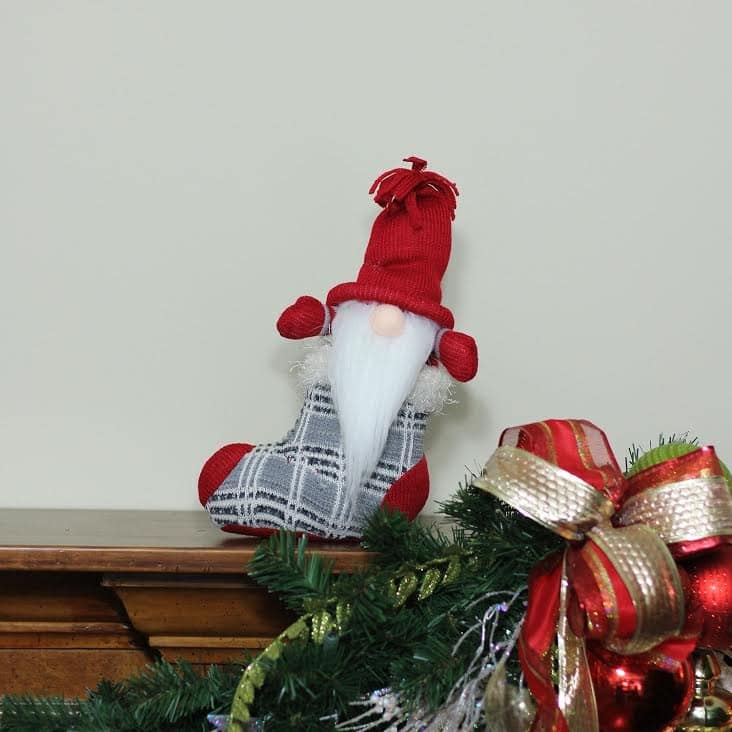 Tristan Gnome in Christmas Stocking Figure - 10" - Red
