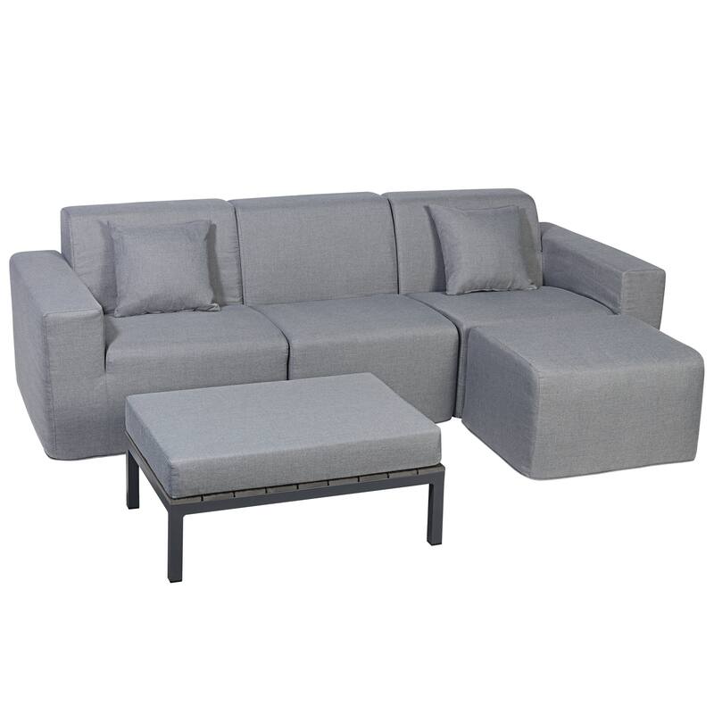 Outdoor and Indoor Modern Modular Patio Sectional Sofa with L-Shape Chaise, Cloud Sectional Couch with Comfy Chaise