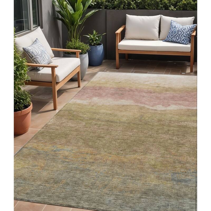 HomeRoots Abstract Modern Rectangle Outdoor Rug - 5' X 8'
