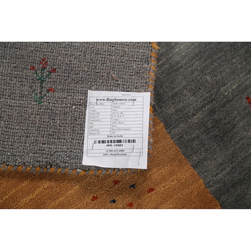 Little Animals Striped Gabbeh Oriental Area Rug Handmade Wool Carpet - 8'1"x 9'8"