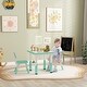 preview thumbnail 9 of 8, 3 Pieces Kids Table and Chairs, Height Adjustable Toddler Table and Chair Set with Storage, Activity Table 2 Chairs
