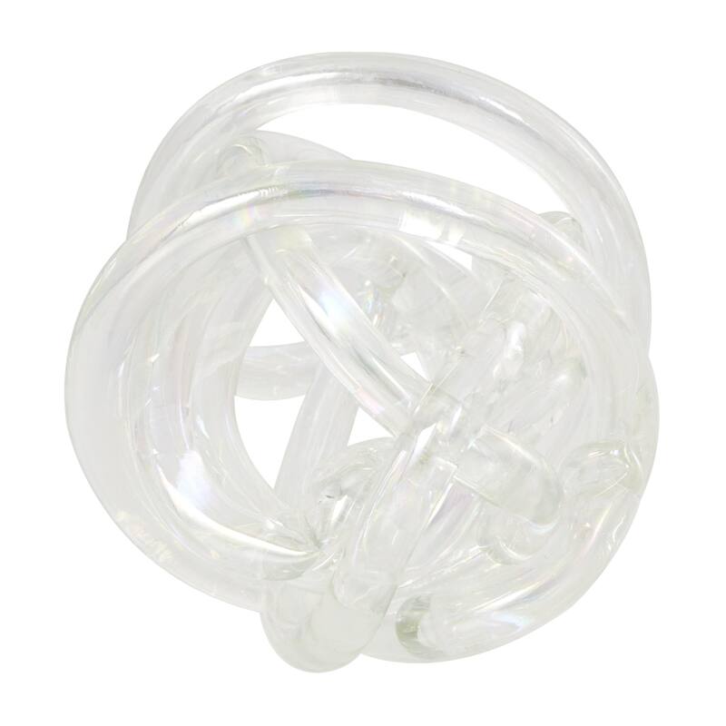 Glass Abstract Handmade Iridescent Knotted Ball Sculpture - Set of 3 Dark Gray, Black or Clear - Roche River Decor