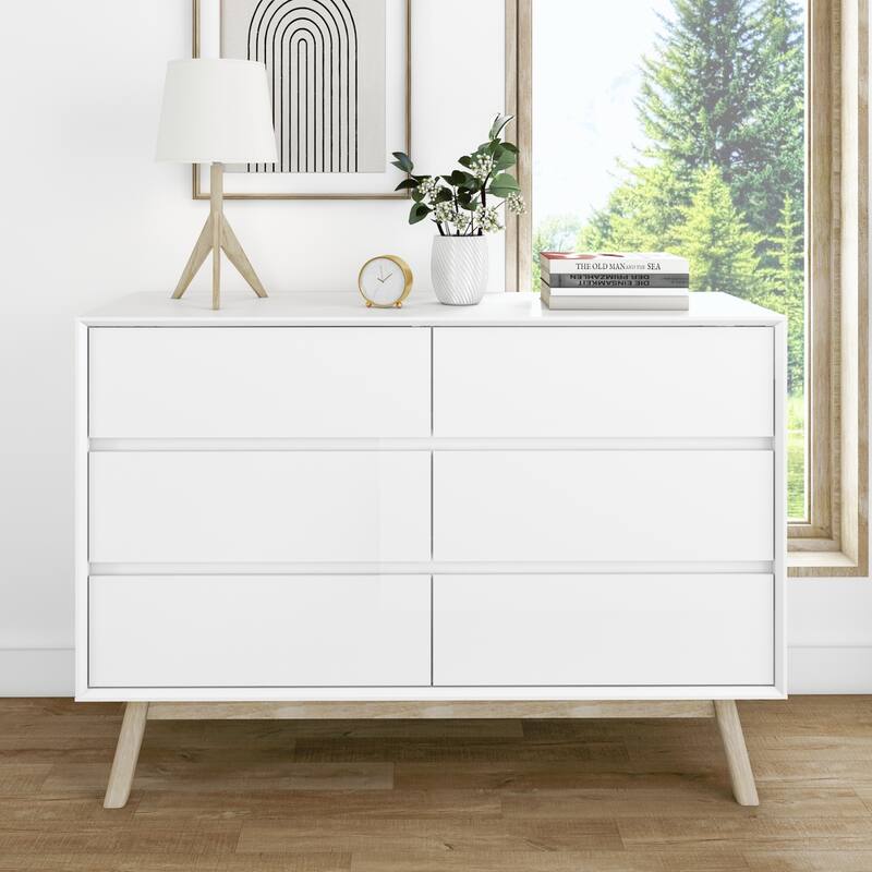Max and Lily Mid-Century Modern 6-Drawer Dresser