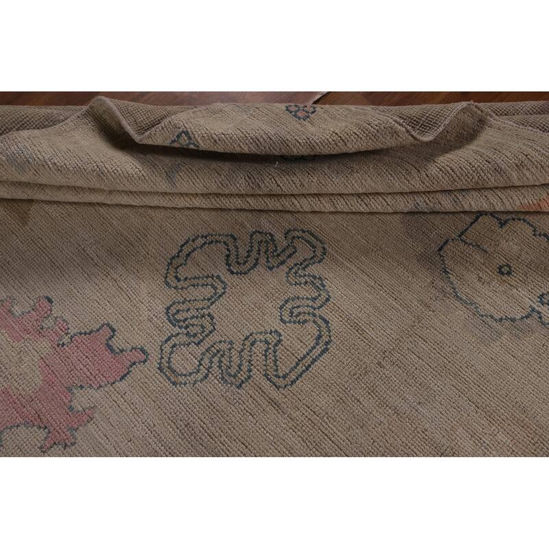 Oriental Vegetable Dye Oushak Turkish Rug Hand-Knotted Wool Carpet - 8'3"x 9'7"