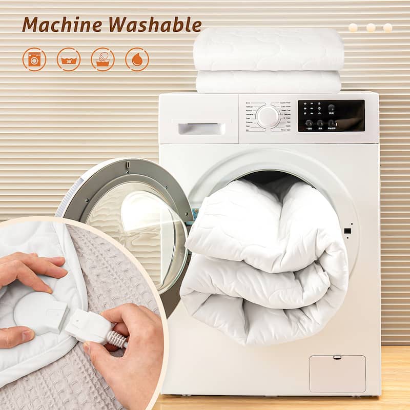 Cotton Blend Electric Heated Mattress Pad - Black