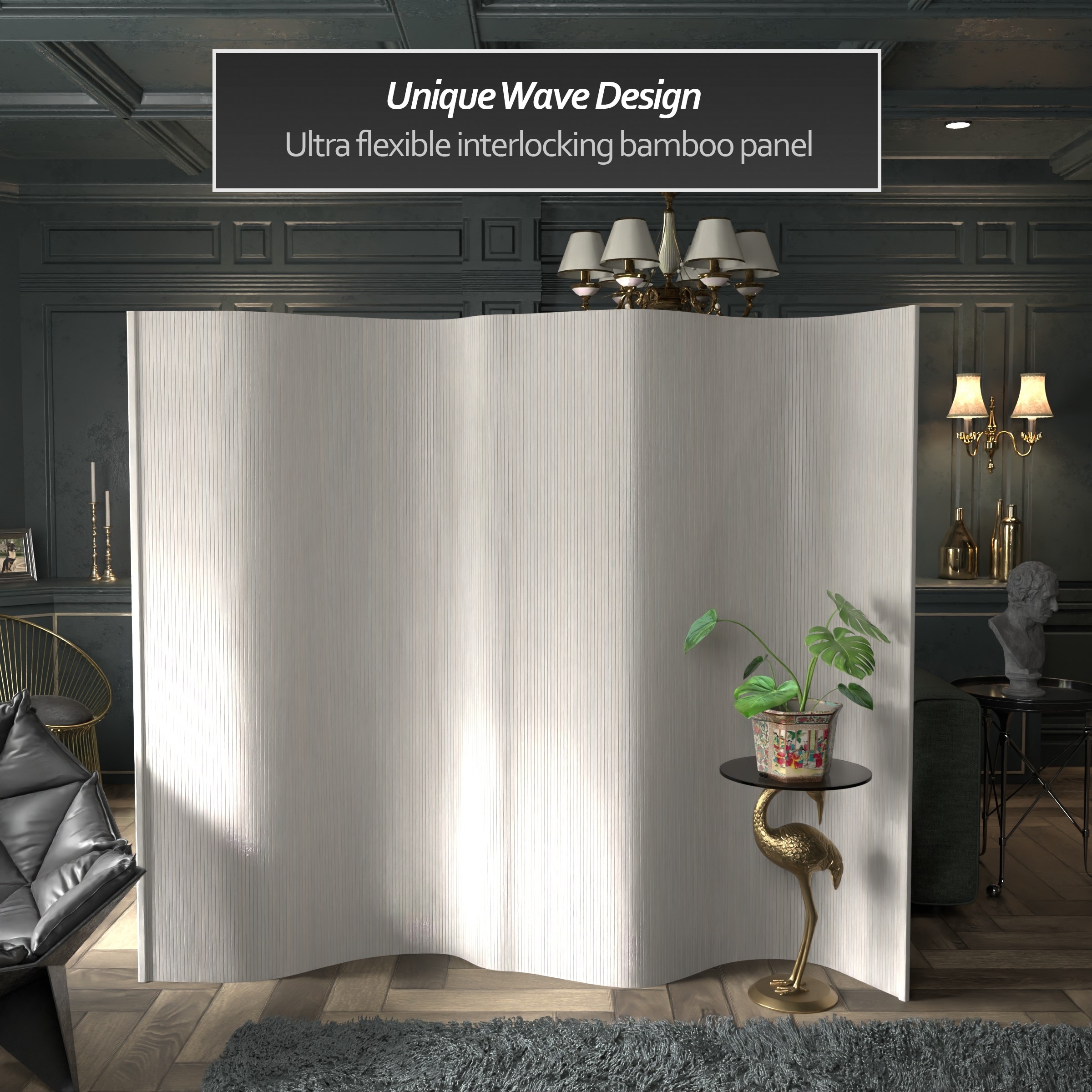 Handmade Bamboo Wave 6-foot Screen (China) - On Sale - Overstock