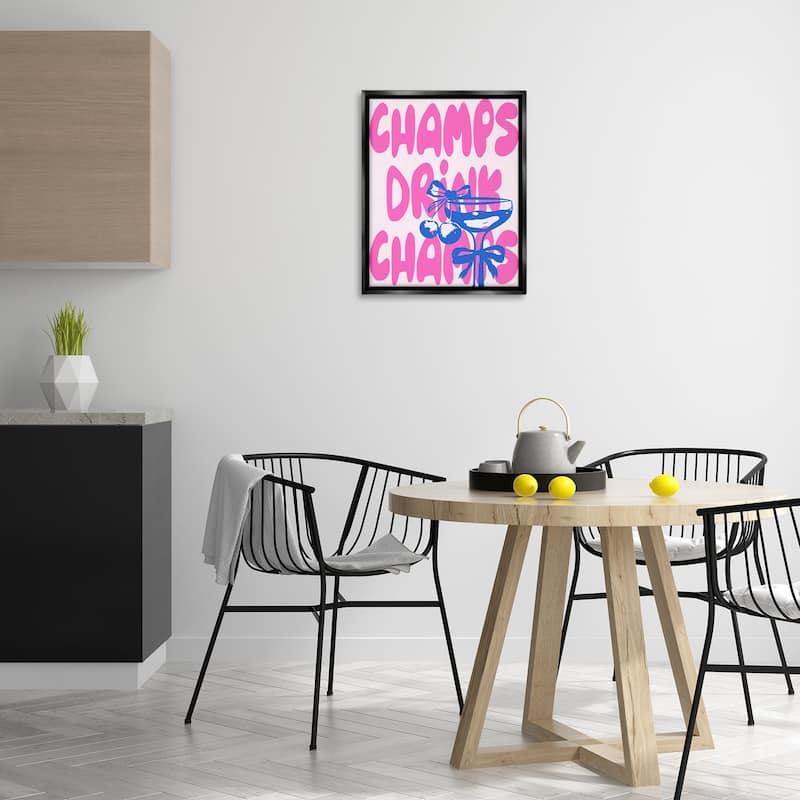 Stupell Champs Drink Champagne Framed Floater Canvas Wall Art Design By House of Lulu