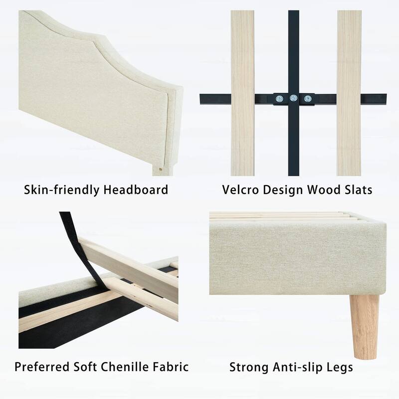 Modern Platform Bed with Adjustable Headboard