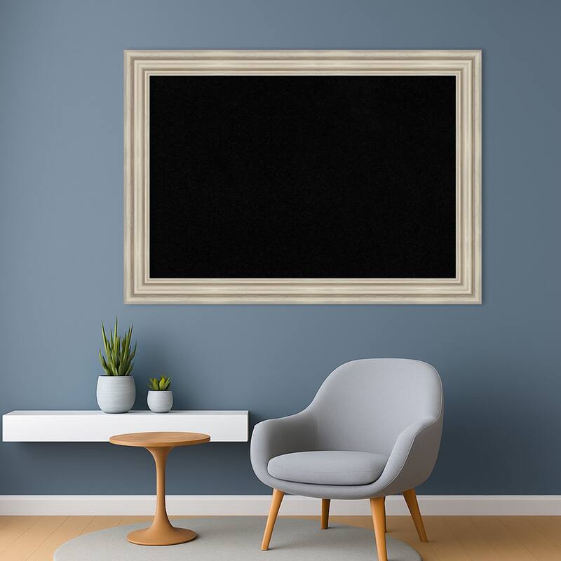 Sierra Silver Wood Framed Cork Board - Bulletin Board, Organization Board, Pin Board