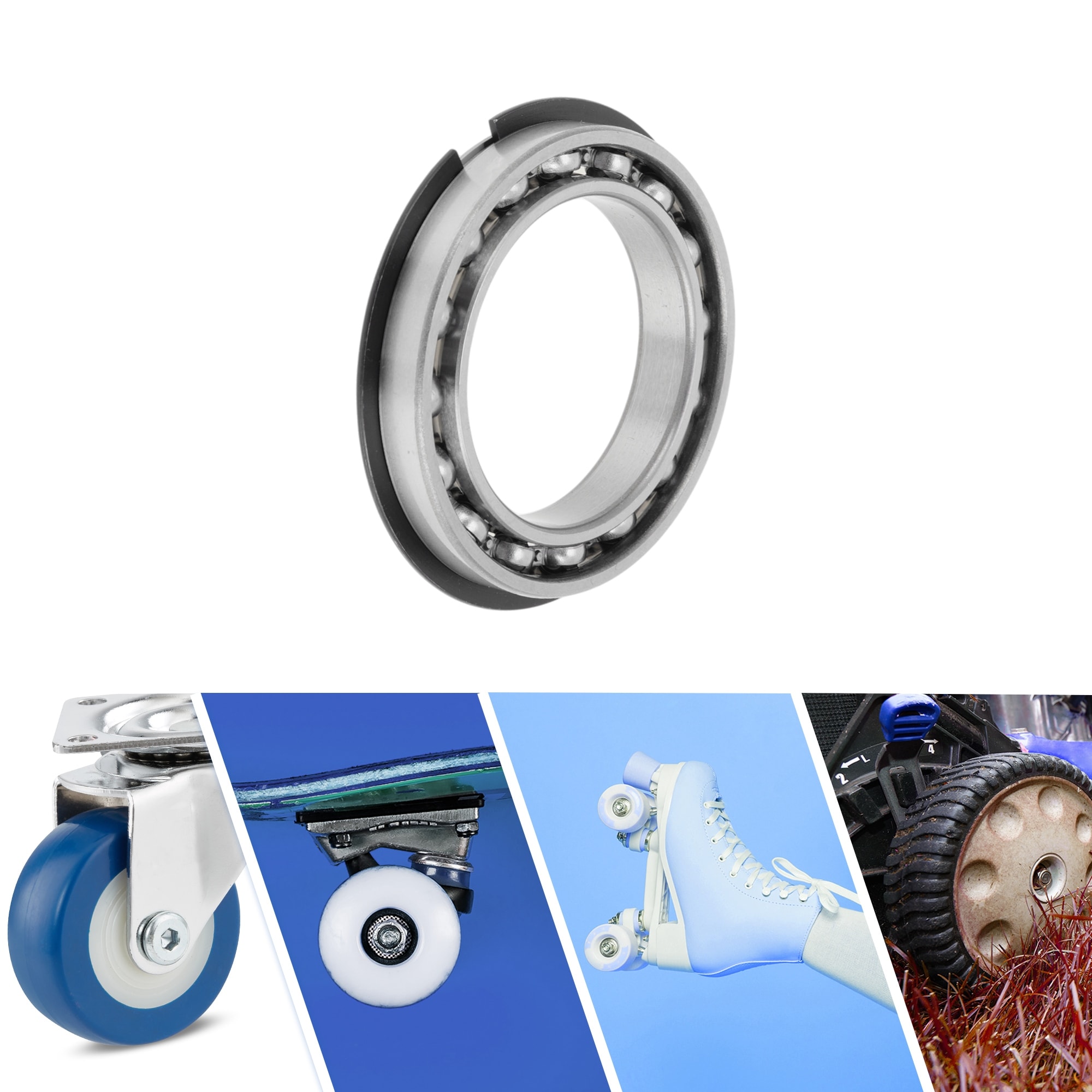 Deep Groove Ball Bearings P5 Open Type Lubricated Bearings 1Pc Car Scooter Skateboard Wheel Universal Silver Tone - Silver Tone