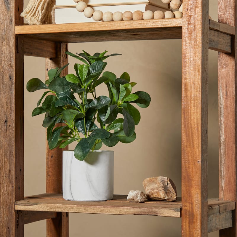 Faux Foliage Eucalyptus Artificial Plant with Realistic Leaves and White Marble Pot - Green - Roche River Decor