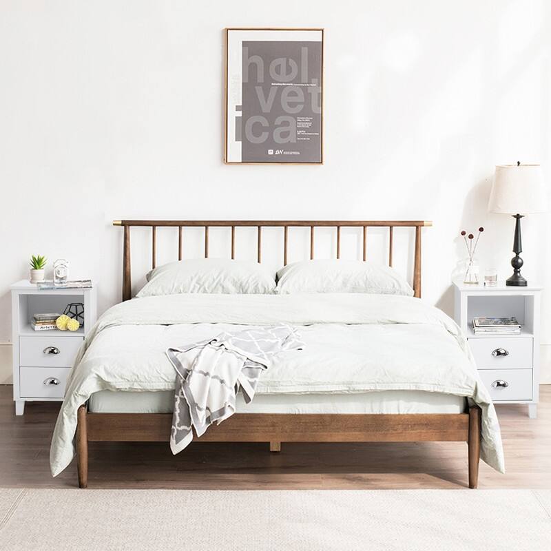 MDF Nightstand with Two Drawers