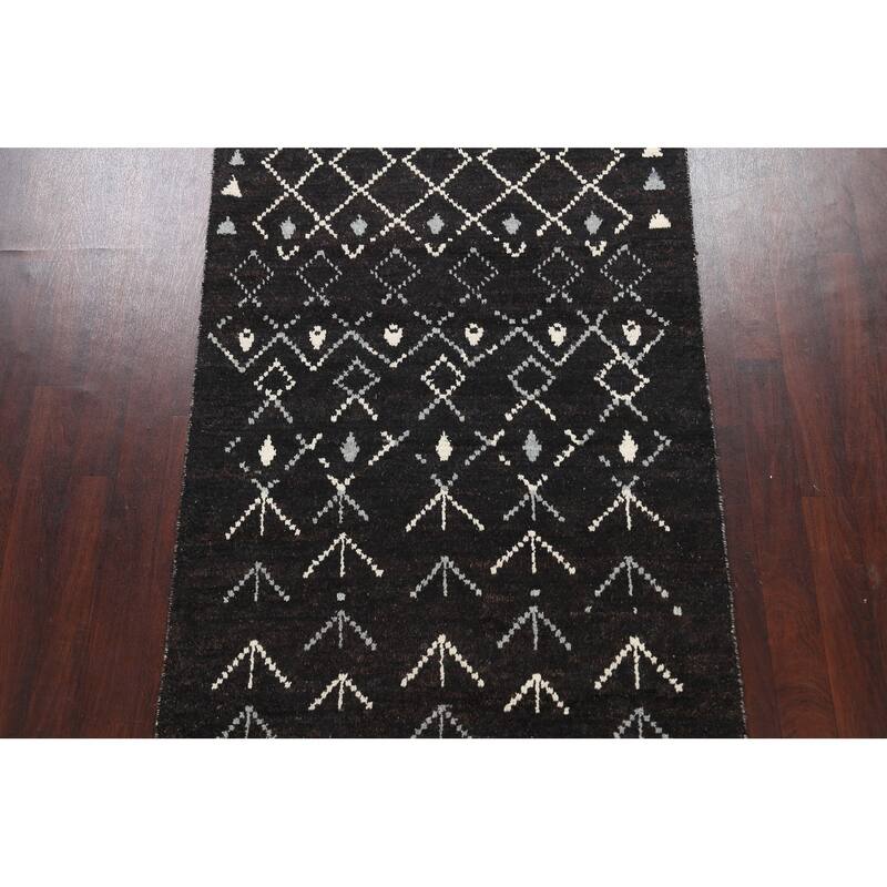 Geometric Vegetable Dye Moroccan Berber Oriental Area Rug Handmade - 4'6" x 6'11"