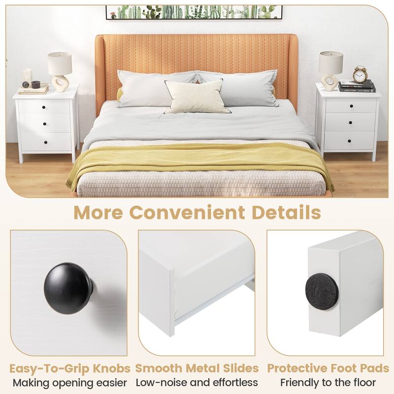 Modern 3-Drawer Nightstand Bedside Table with Storage Space - 22" x 18" x 26"