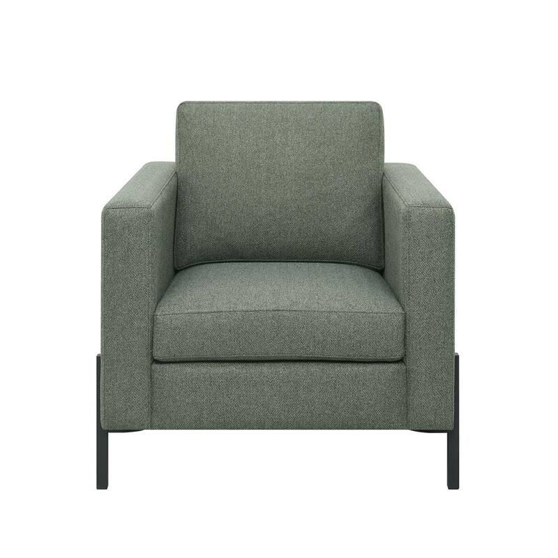 Upholstered Track Arms Chair with Metal Legs