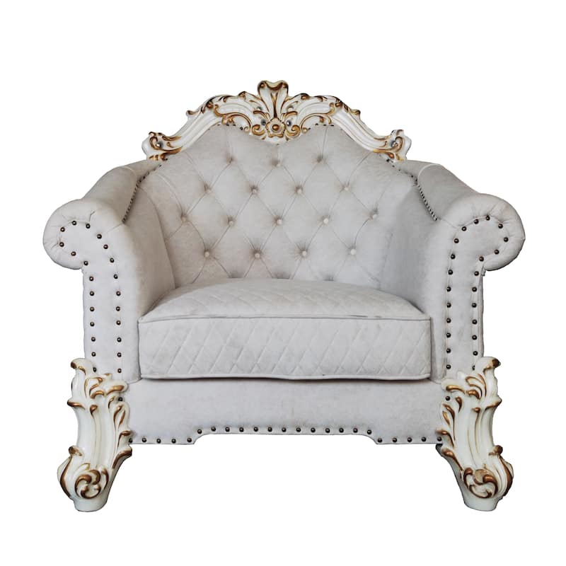 Casada Two Tone Ivory and Antique Pearl Chair with 2 Pillow