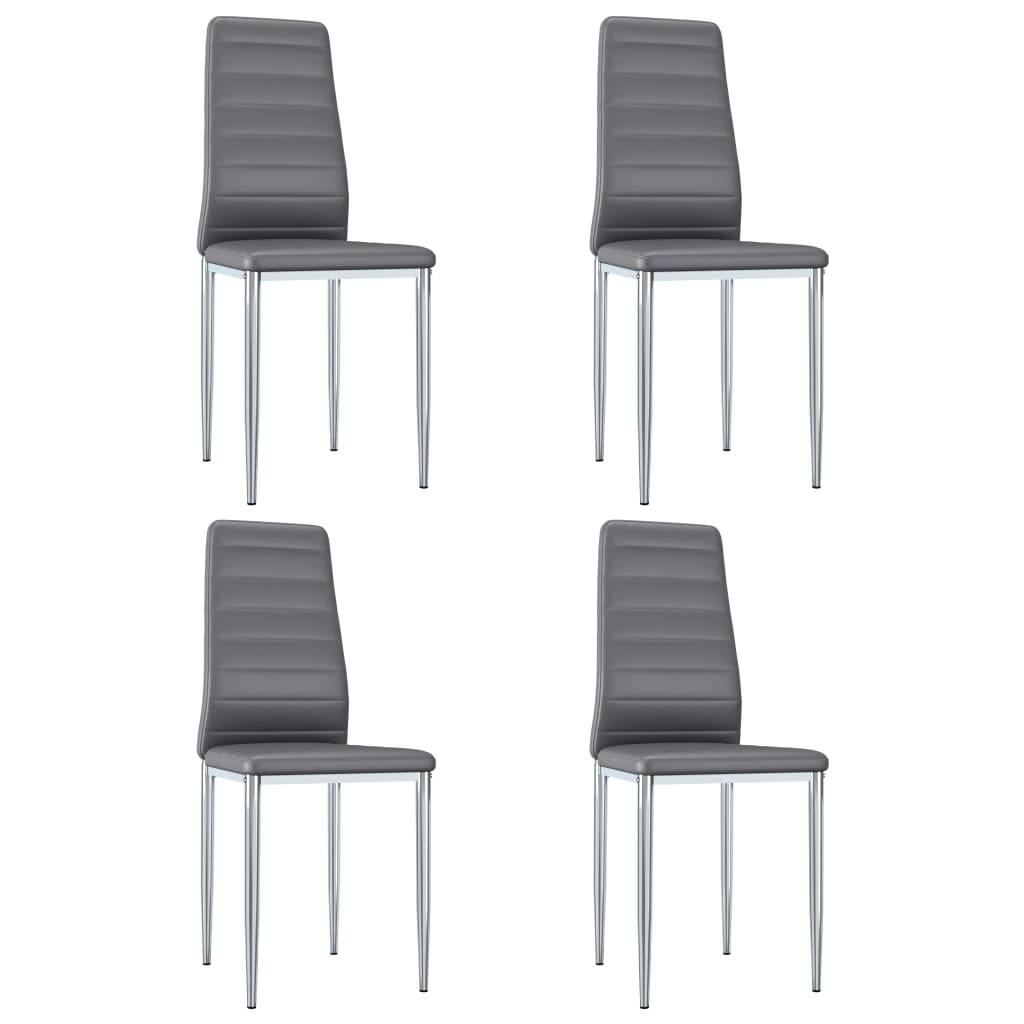 Dining Chairs 4 pcs Gray Faux Leather