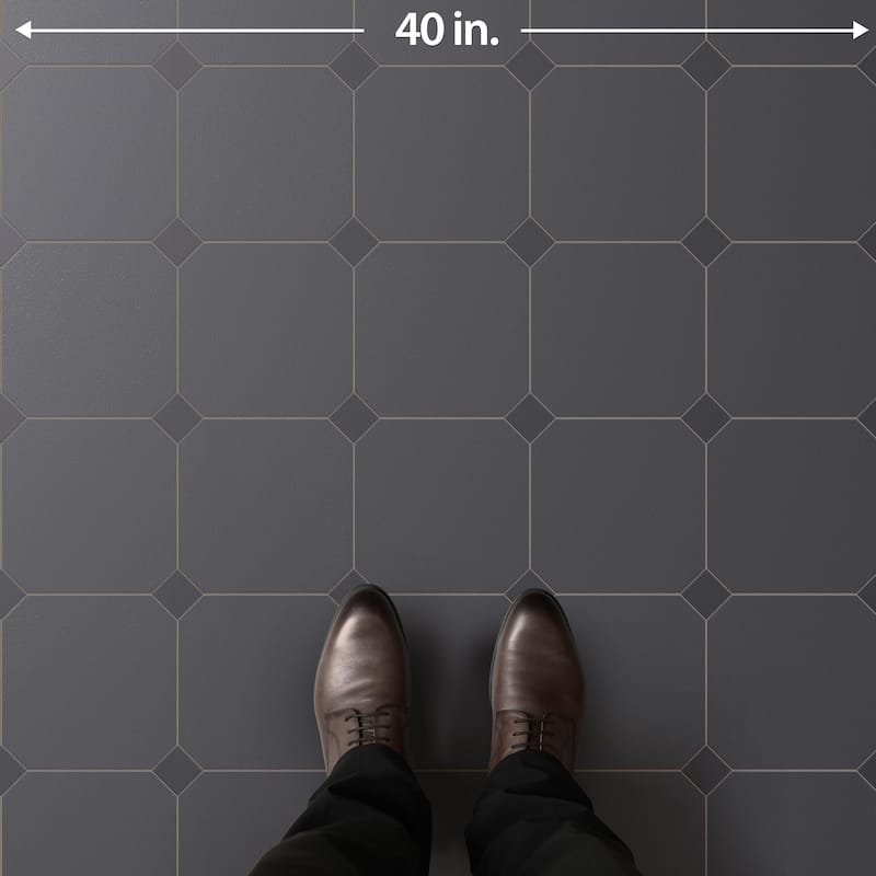 Merola Tile Vaudeville Octagon Antracita 7-7/8" x 7-7/8" Porcelain Floor and Wall Tile