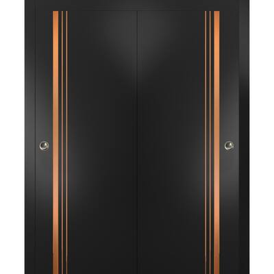 Bypass Doors 36 x 80 Planum 1010 Matte Black with Sturdy Rails