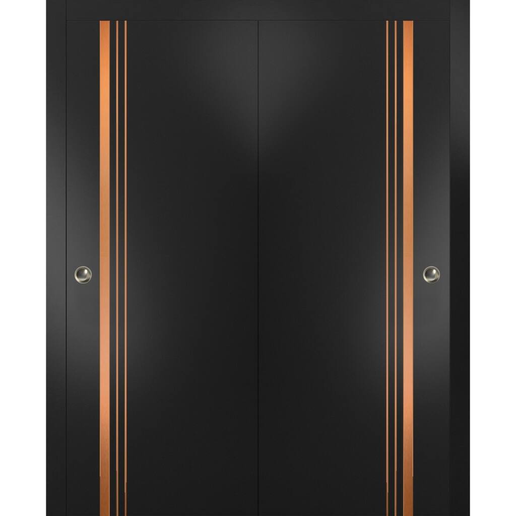 Bypass Doors 36 x 80 Planum 1010 Matte Black with Sturdy Rails