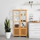 preview thumbnail 10 of 10, Tall Storage Cabinet with Shutter Door and 3 Tier Shelves Freestanding - 13.3" x 13" x 55"