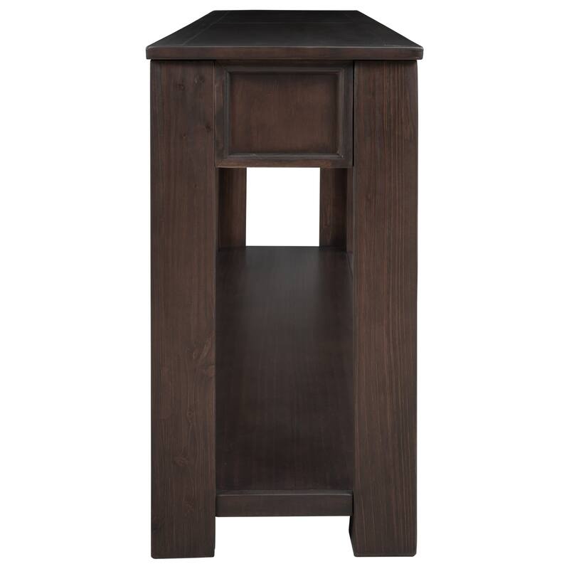 Rustic Chic Console Table with 4 Drawers & Bottom Shelf
