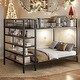 preview thumbnail 11 of 18, Twin over Full Metal Bunk Bed with 5-Tier Shelves Black