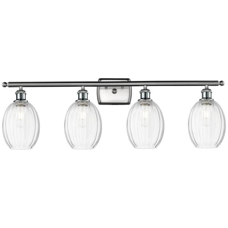 Innovations Lighting Endless Possibilities Ballston - Preston - 4 Light 36" Bulb Shade Bath Vanity Light - Clear/Brushed Satin Nickel