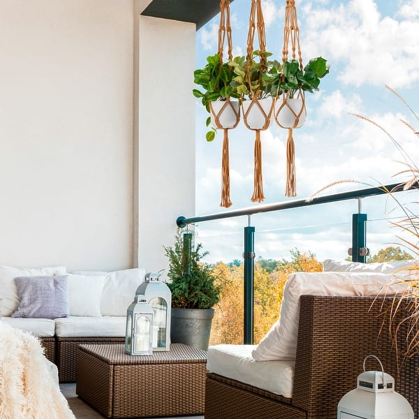 Macrame Plant Hanger (4, 6, 8 Pack) Hanging Plant Pots Cotton Rope - Bed  Bath & Beyond - 25451890